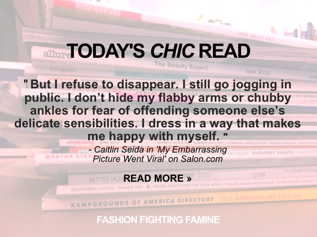 Caitlin Seida, Salon.com, fashion fighting famine, chic read, internet bullying